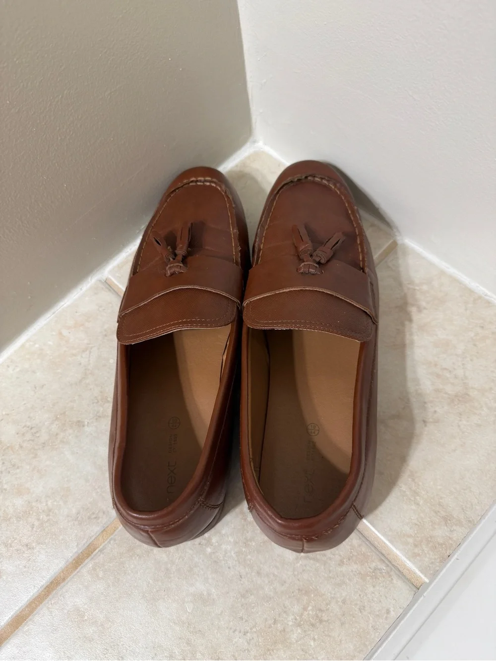 next Brown Leather Tassel Loafers